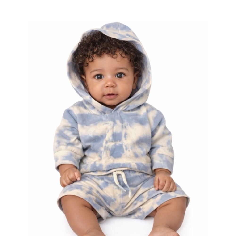BLUE TIE DYE BABY SHORTS MATCHING SET SIZE 0-3 MONTHS